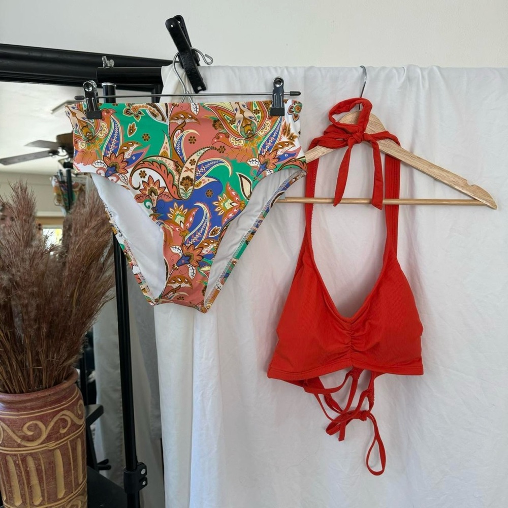 NWT ANTONIO MELANI HIGH WAISTED BIKINI SET - M/L